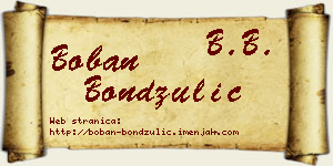 Boban Bondžulić vizit kartica